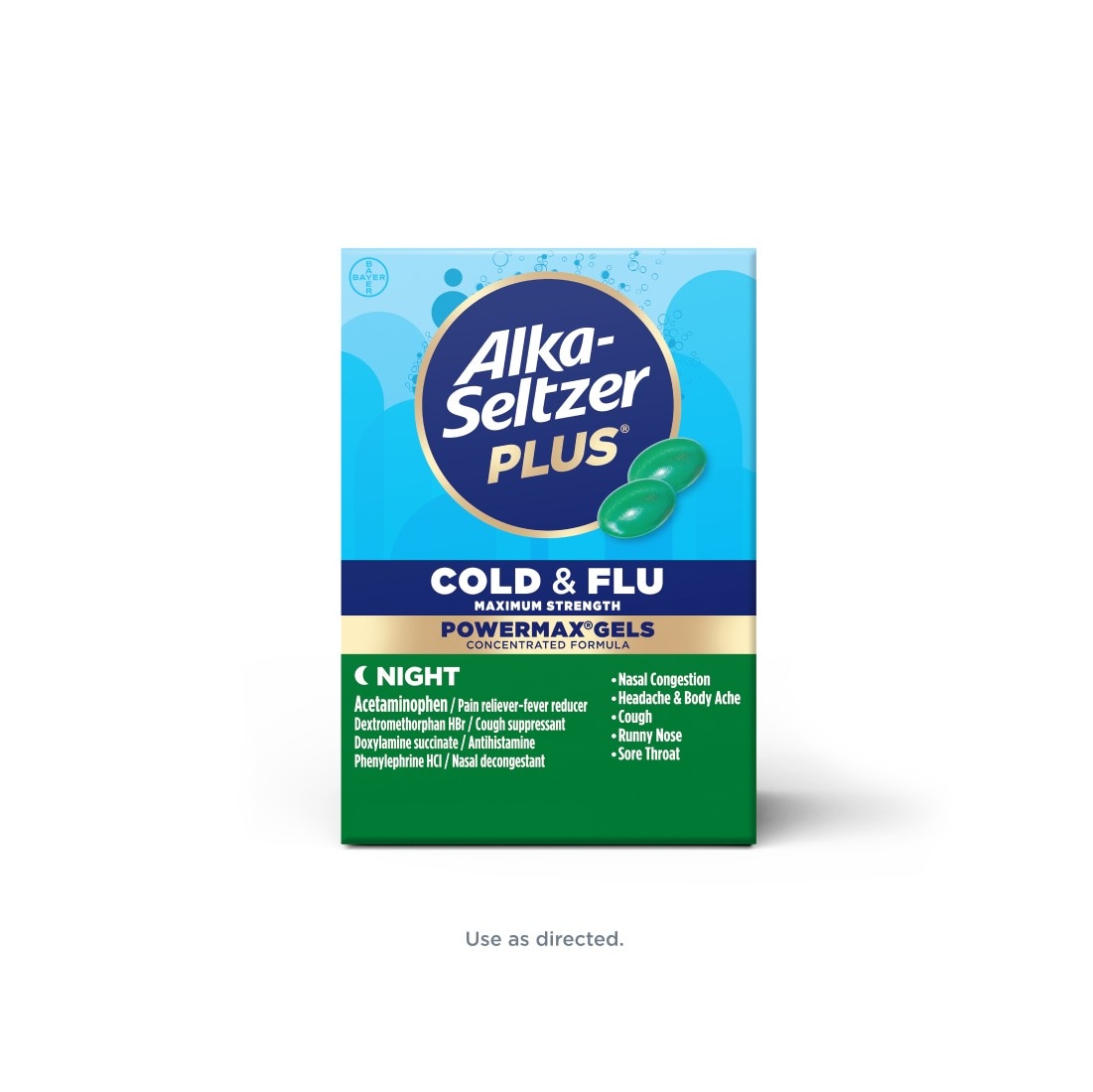 ALKA-SELTZER PLUS® MAXIMUM STRENGTH NIGHT COLD & FLU POWERMAX® GELS