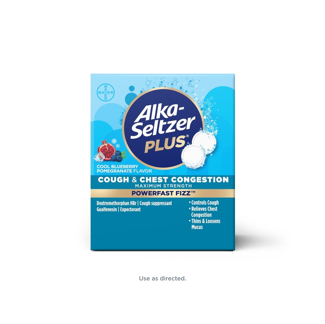Alka-Seltzer Plus Maximum Strength Cough & Congestion PowerFast Fizz Cool Blueberry Pomegranate Effervescent Tablets
