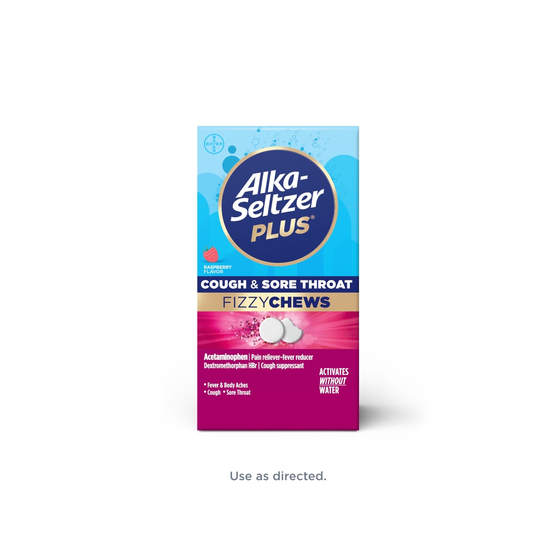 Alka-Seltzer Plus® Cough & Sore Throat FizzyChews Raspberry Flavor Chewable Tablets