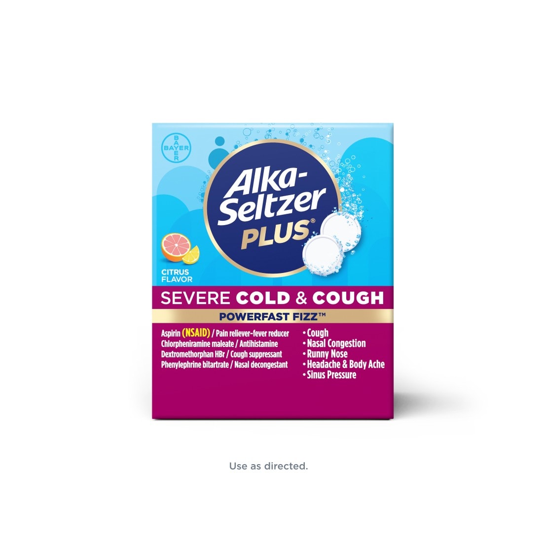 Alka-Seltzer Plus® Severe Cold & Cough PowerFast Fizz™ Citrus Flavor Effervescent Tablets