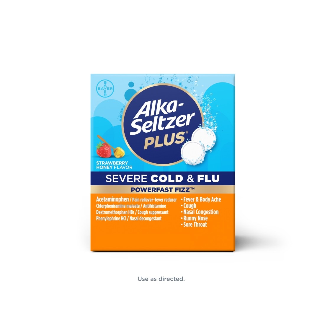 Alka-Seltzer Plus® Severe Cold & Flu PowerFast Fizz™ Strawberry Honey Flavor Effervescent Tablets