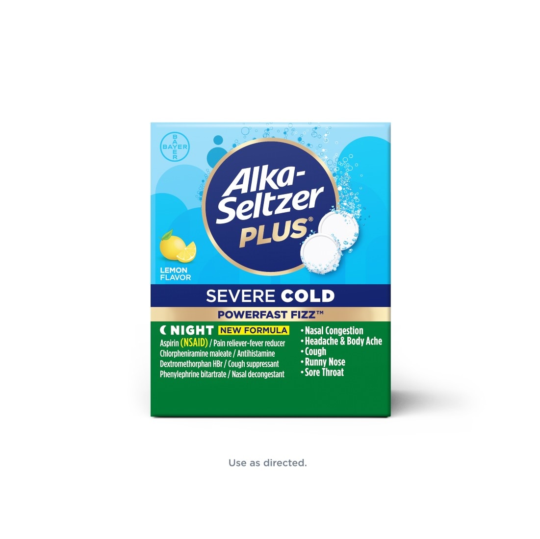 Alka-Seltzer Plus® Severe Cold PowerFast Fizz™ Lemon Flavor Effervescent Tablets Night