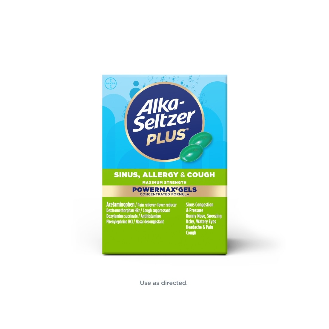 ALKA-SELTZER PLUS® MAXIMUM STRENGTH SINUS, ALLERGY & COUGH POWERMAX® GELS