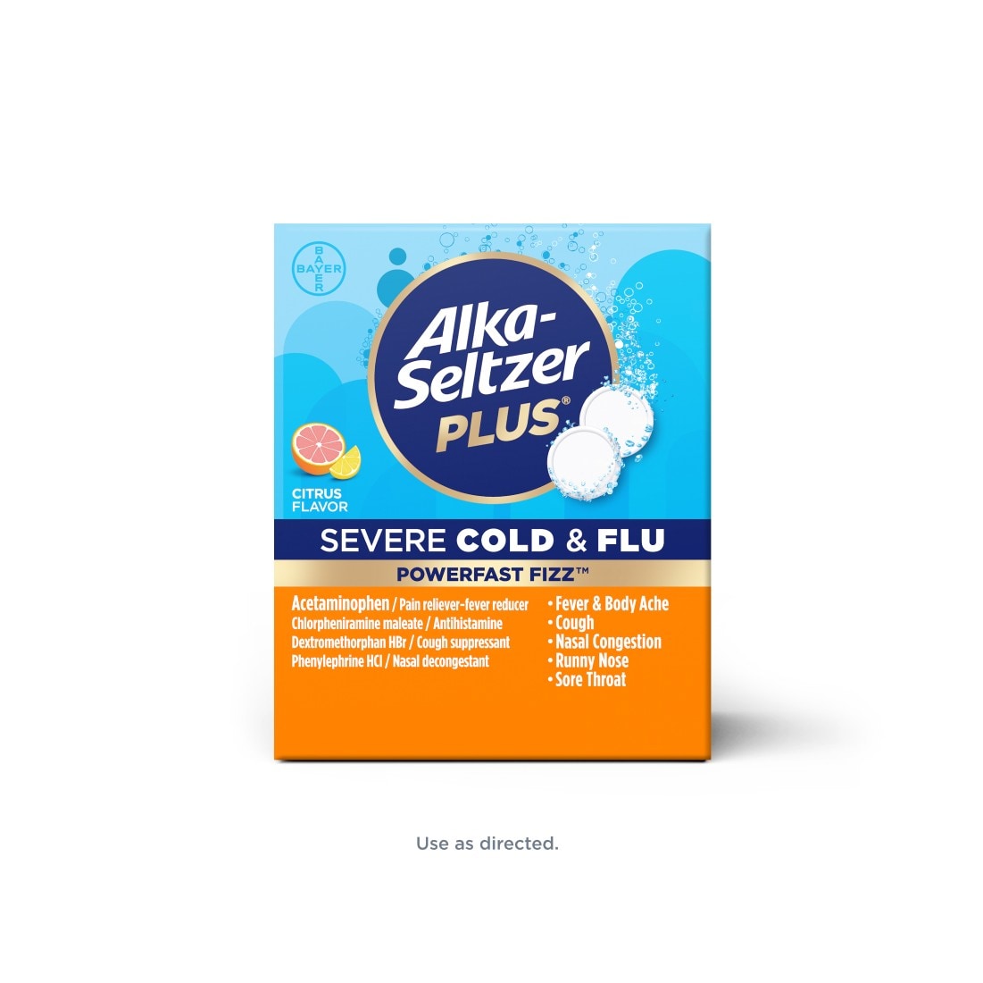 Alka-Seltzer Plus® Severe Cold & Flu PowerFast Fizz™ Citrus Flavor Effervescent Tablets
