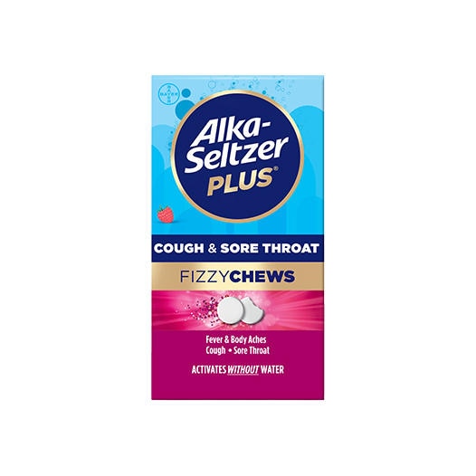 Alka-Seltzer Plus® Cough & Sore Throat FizzyChews Raspberry Flavor Chewable Tablets 