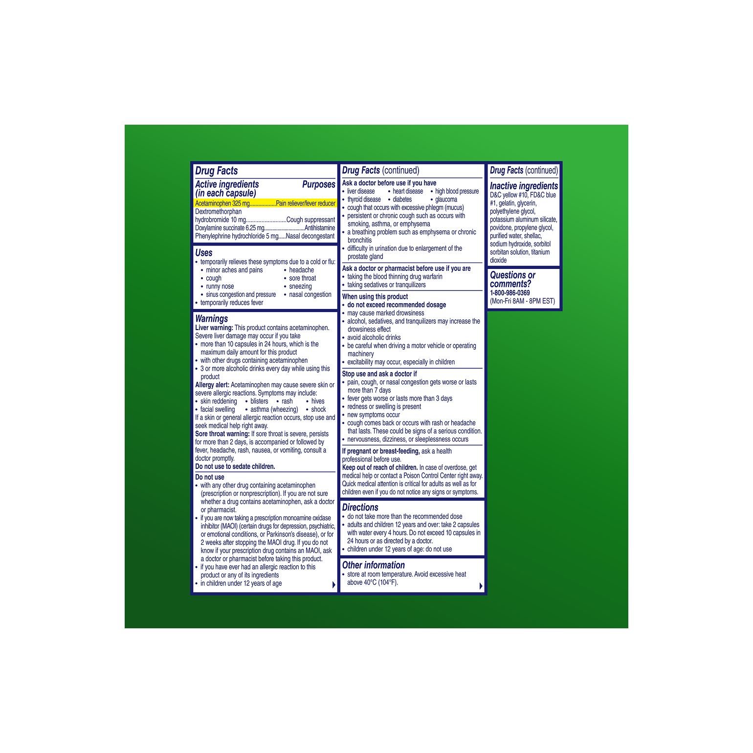 Drug facts of Alka‑Seltzer™ Cold, Cold & Flu + Congestion Severe Night Fast Gels, including ingredients, uses and warnings.