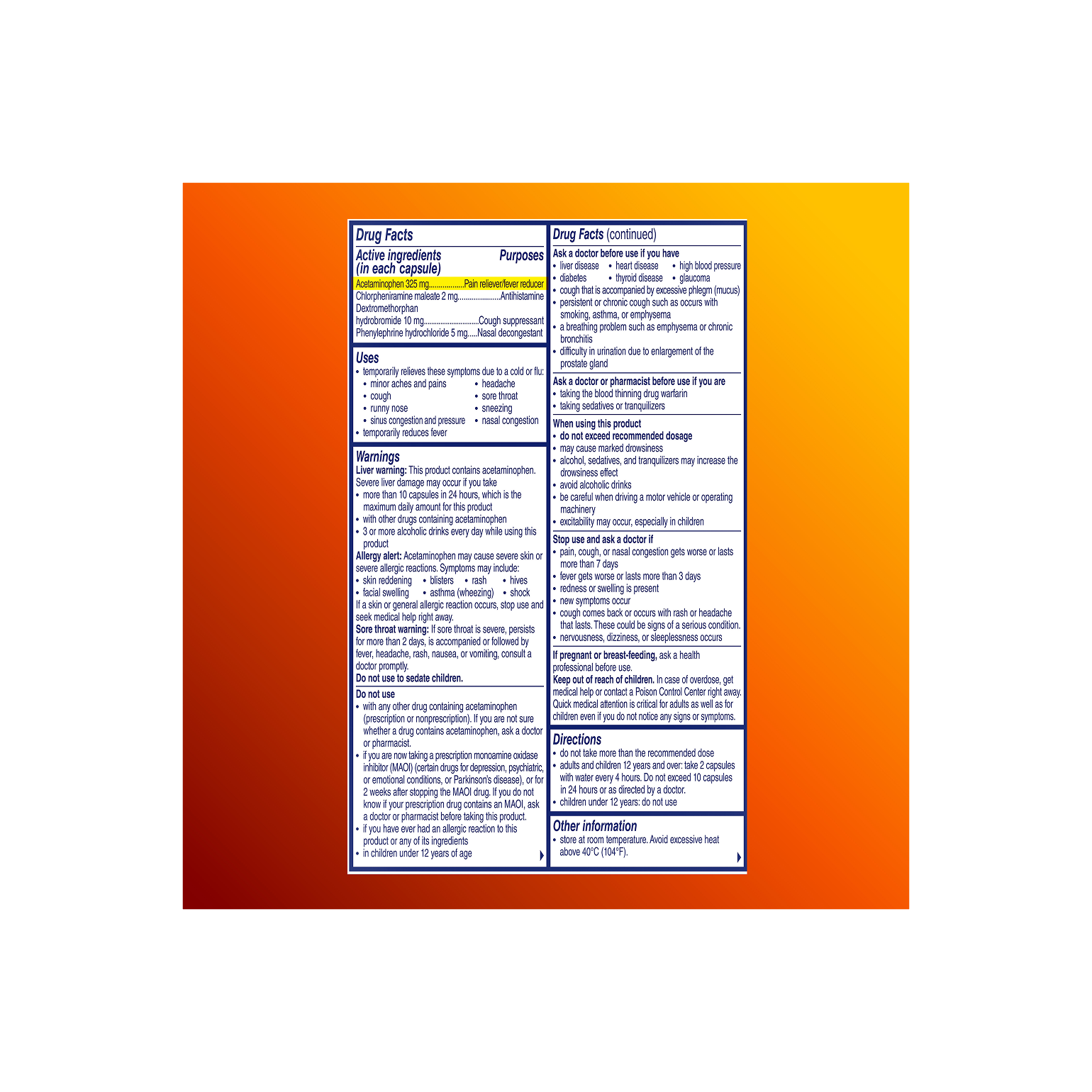 Drug facts of Alka‑Seltzer™ Cold, Cold & Flu + Congestion Severe Fast Gels, including ingredients, uses and warnings.