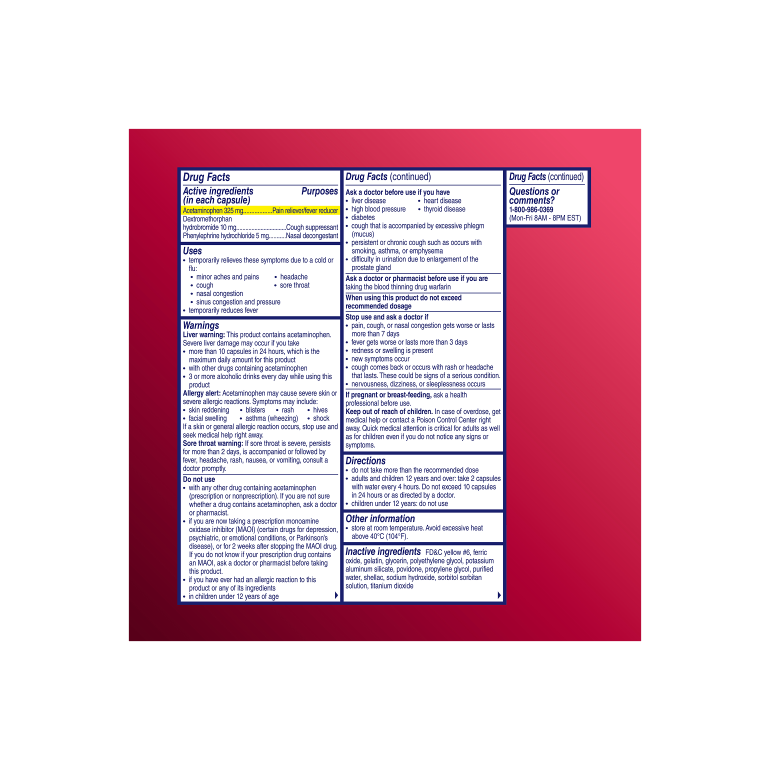 Drug facts of Alka‑Seltzer™ Cold, Cold & Sinus Maximum Strength Fast Gels, including ingredients, uses and warnings.
