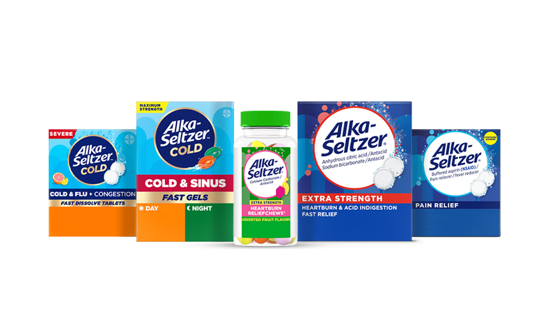 Alka-Seltzer® and Alka-Seltzer™ Cold logos.