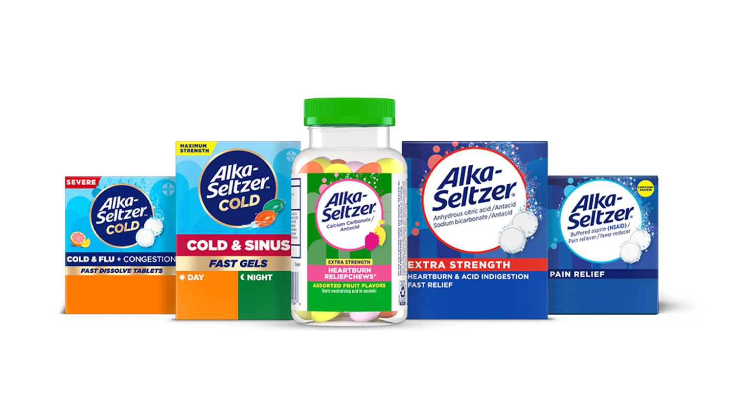 Alka-Seltzer® and Alka-Seltzer™ Cold logos.
