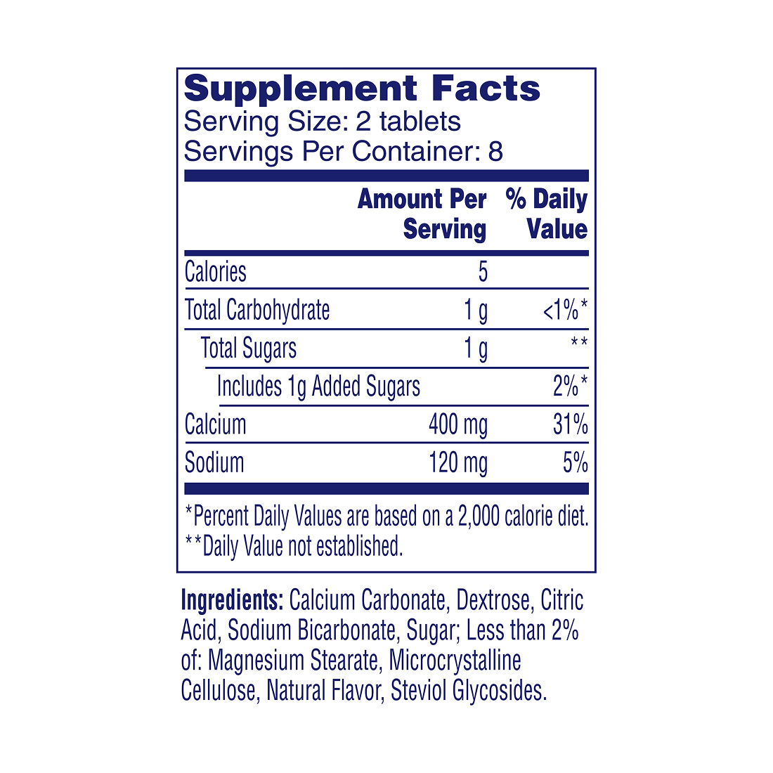 Drug Facts panel showing ingredients, warnings, dosage directions for Alka-Seltzer® Fizzy Melts Tablets, Berry Flavor.